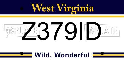 Z379ID West Virginia License Plate