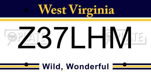Z37LHM West Virginia License Plate