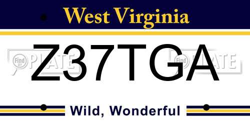 Z37TGA West Virginia License Plate
