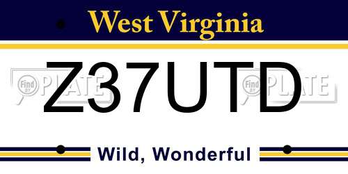 Z37UTD West Virginia License Plate