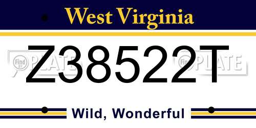 Z38522T West Virginia License Plate