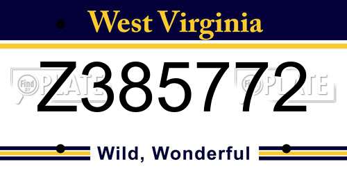 Z385772 West Virginia License Plate