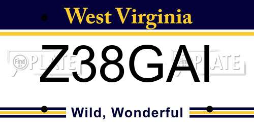 Z38GAI West Virginia License Plate