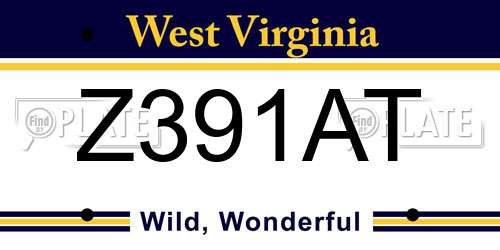 Z391AT West Virginia License Plate