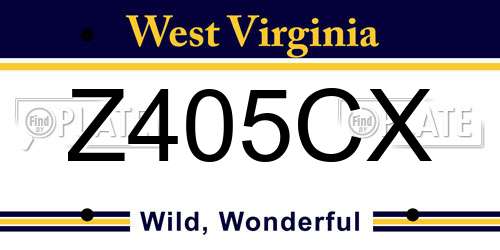 Z405CX West Virginia License Plate