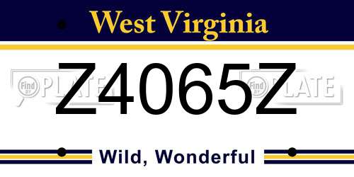 Z4065Z West Virginia License Plate