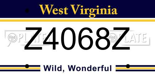 Z4068Z West Virginia License Plate