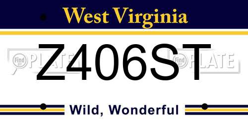 Z406ST West Virginia License Plate
