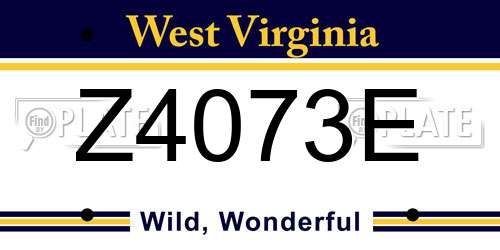 Z4073E West Virginia License Plate