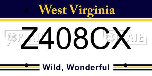 Z408CX West Virginia License Plate