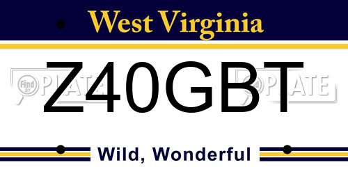 Z40GBT West Virginia License Plate