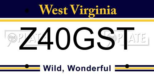 Z40GST West Virginia License Plate