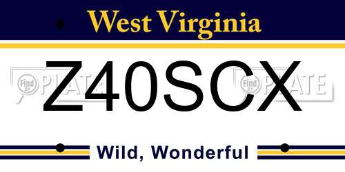 Z40SCX West Virginia License Plate