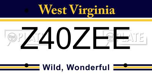 Z40ZEE West Virginia License Plate
