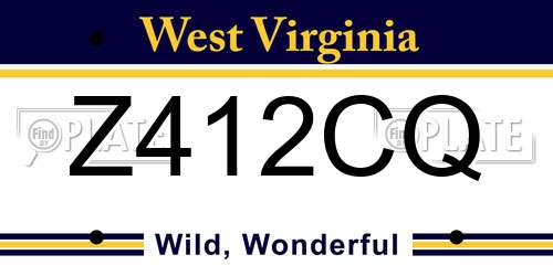 Z412CQ West Virginia License Plate