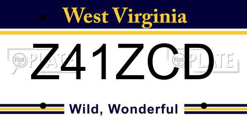 Z41ZCD West Virginia License Plate