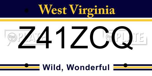 Z41ZCQ West Virginia License Plate