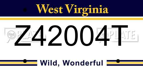 Z42004T West Virginia License Plate