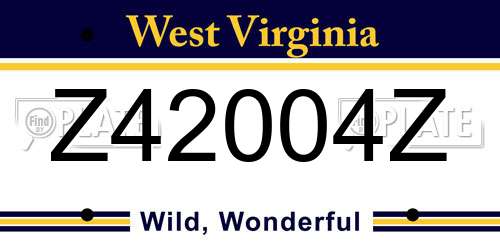 Z42004Z West Virginia License Plate