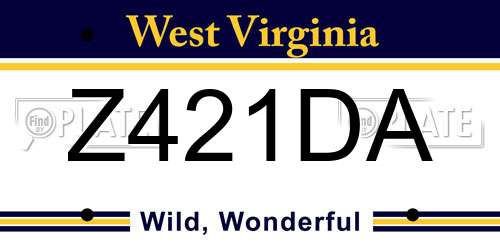 Z421DA West Virginia License Plate