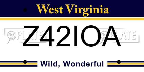 Z42IOA West Virginia License Plate
