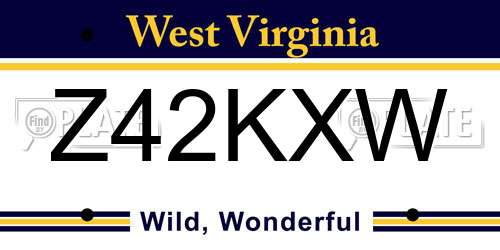 Z42KXW West Virginia License Plate
