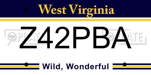 Z42PBA West Virginia License Plate