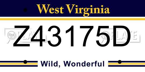 Z43175D West Virginia License Plate