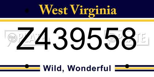 Z439558 West Virginia License Plate