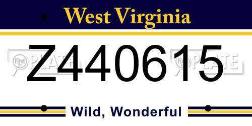 Z440615 West Virginia License Plate