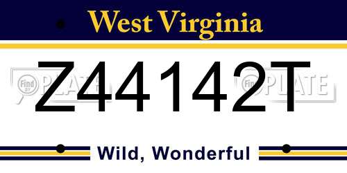 Z44142T West Virginia License Plate