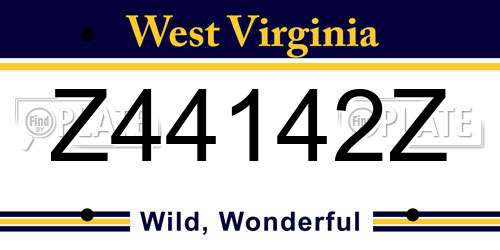 Z44142Z West Virginia License Plate