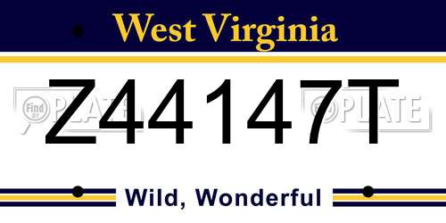 Z44147T West Virginia License Plate