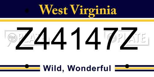 Z44147Z West Virginia License Plate