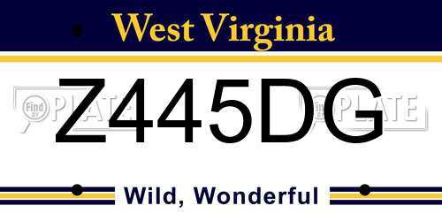 Z445DG West Virginia License Plate
