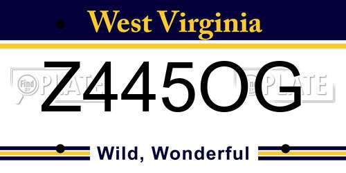 Z445OG West Virginia License Plate