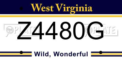 Z4480G West Virginia License Plate