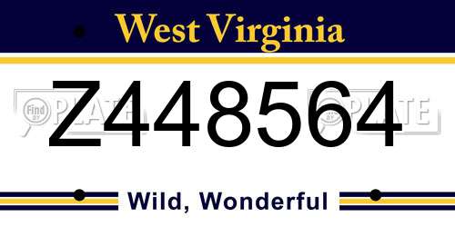 Z448564 West Virginia License Plate