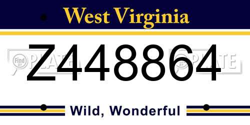 Z448864 West Virginia License Plate