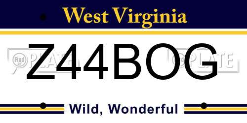 Z44BOG West Virginia License Plate