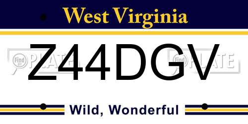 Z44DGV West Virginia License Plate