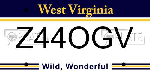 Z44OGV West Virginia License Plate