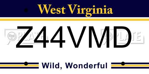 Z44VMD West Virginia License Plate