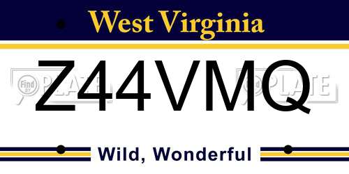 Z44VMQ West Virginia License Plate