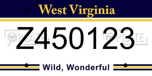 Z450123 West Virginia License Plate