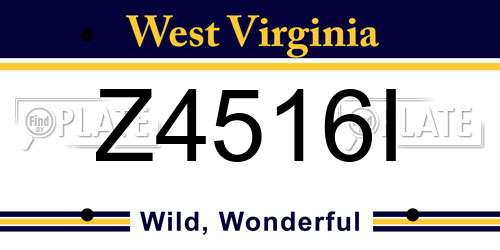 Z4516I West Virginia License Plate