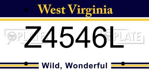 Z4546L West Virginia License Plate