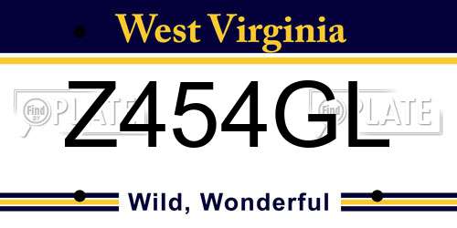 Z454GL West Virginia License Plate