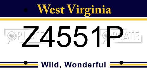 Z4551P West Virginia License Plate