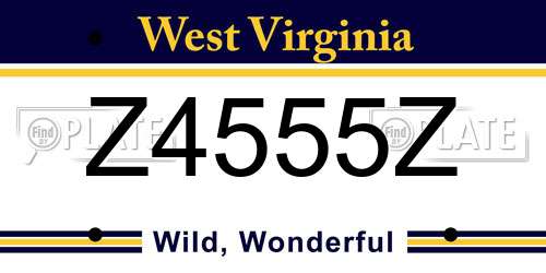 Z4555Z West Virginia License Plate